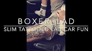 Horny Car Fun With Tattooed Lad