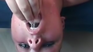 Deep cock sucking with swallow