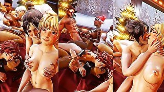 APEX LEGENDS GIRLS GET NASTY IN THIS ORGY, KISSING, BALD PUSSY FINGERING AND HANDJOBS GALORE