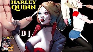 Harley Quinn BLOWJOB CUM SWALLOW deepthroat Hentai give head cum blast DC Batman Suicide Squad Anime