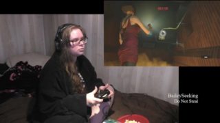 BBW Gamer Girl Drinks and Eats While Playing Resident Evil 2 Part 13