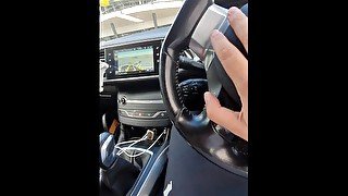 Step mom make step son having erection in the car while driving stops for fuck