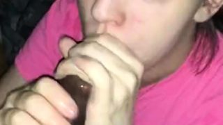 Super cute teen POV blowjob on a big cock