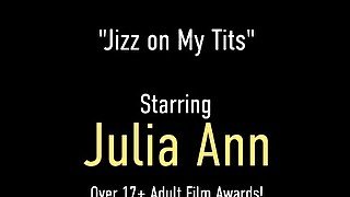 Big Boobed MILF Julia Ann Rubs Her Tits On A Lucky Face And Gets Jizzed On!
