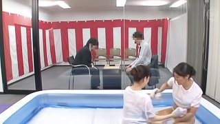 Slippery foursome session with a couple of horny Japanese women