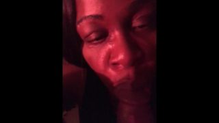 EBONY MILF SUCKING ON A BIG DICK