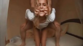 Blonde college girl on real homemade