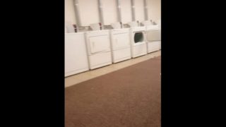 CUMSHOT guy almost caught Jerking off in public laundromat 