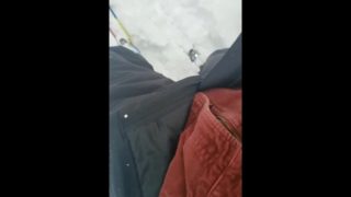 Horny ski trip jerk outside