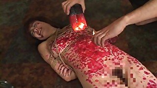 Kinky Asian slavegirl gets drenched in molten wax