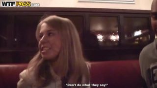 Bonny blonde Russian Marika performin in interracial porn movie in public place