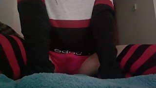 Femboy soaks panties and squirts