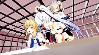 【LUMINE,KAMISATO AYAKA,NOELLE,BARBARA】【HENTAI ORGY FUTANARI 3D】 【GENSHIN IMPACT】