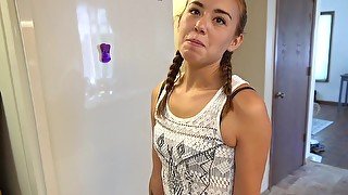 Skinny hottie Brandi Braids moans while getting fucked balls deep