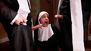 Silvia Saige dresses as a nun loves to eat cum from her lovers