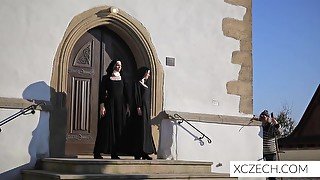 2 stunning natural breasted catholic Nuns go down on each other