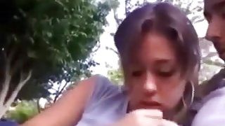 My captivating GF pleases me with a blowjob in a park