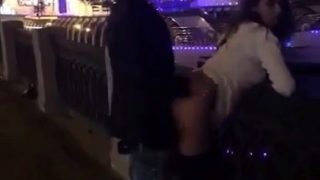 Slutty Russian babe gets pounded hard doggystyle in public
