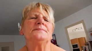 Grandma rides hubby and tries not to moaning