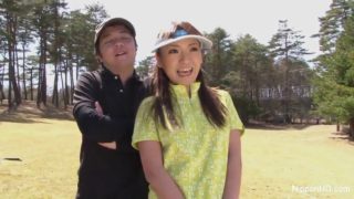 Three asian babes play a game of golf strip