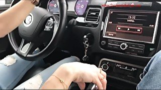 Red Nails Girl Outdoor Car Hand Job Ejaculant On Her Hand - Fetish