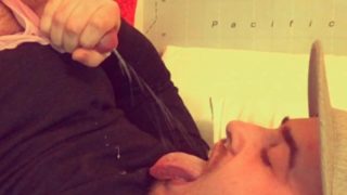 Cum Splashes on My Long Tongue! Cum Splatter Self Facial! Slow Motion! Yum