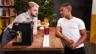 Coffee shop interracial with Adrian Hart and Michael Boston