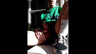 FLASHING COCK WHILE SMOKING IN WINDOW