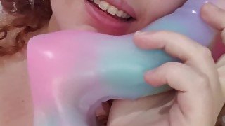 bbw Gwen Adora rides big dildo & squirts - masturbation vlog