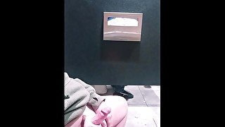 Ginger bear public gay cruising jerk off cum in Truck stop restroom