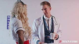 Blonde doctor Alessandra Jane spreads her legs for penetration