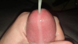 Edging and leaking close-up cumshot