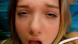 Pink teen cunt opens around her purple toy as she moans
