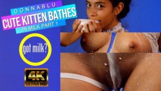 Donnablu 4k GOT MILK? Cute KITTEN Bathes in MILK BABE PLAY WITH TOY