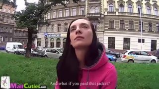 Dazzling breasty Czech teen whore likes to masturbate out of the house