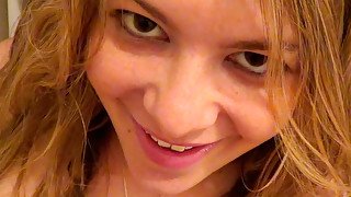 POV video of playful teen getting plowed in mish and doggy positions