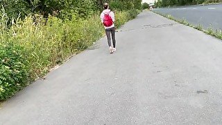 A refugee-girl was caught and fucked for illegal outdoor pissing! (Part 1)