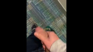 Teen boy jerks off in the middle of hotel hallway
