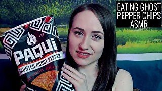 EATING GHOST PEPPER CHIPS ASMR