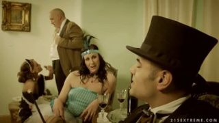 Beautiful golden-haired English Lara Latex in fetish porn video
