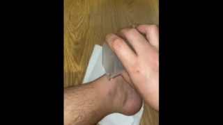 Male foot oil massage - young feet joy