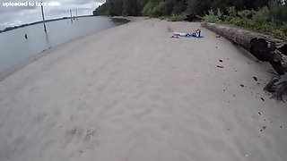 young couple having sex near the river - fuck her on