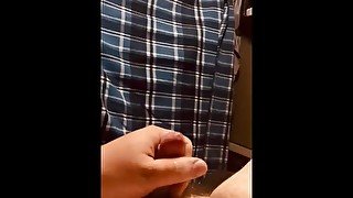 Chubby guy jacking off in semi to completion