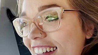 Katie Kush hot teen in big glasses POV porn