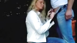 My bitchy blonde is sucking my cock in the park