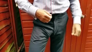 Commando in suit pants