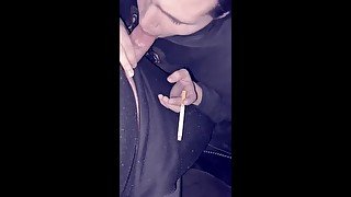 Smoking Fetish Blowjob In Car With Big Cumshot!! 🥵