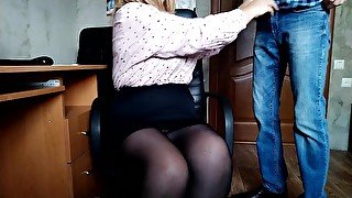 Gorgeous secretary and cum on her new pantyhose