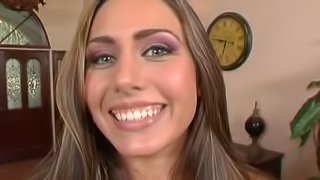 Beautiful Renna Ryan gives great blowjob and gets facialed