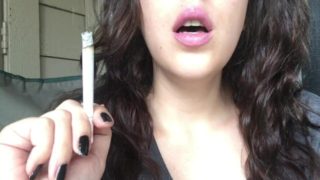Close up Smoking with Goddess D - Pink Lips - White Filter 100